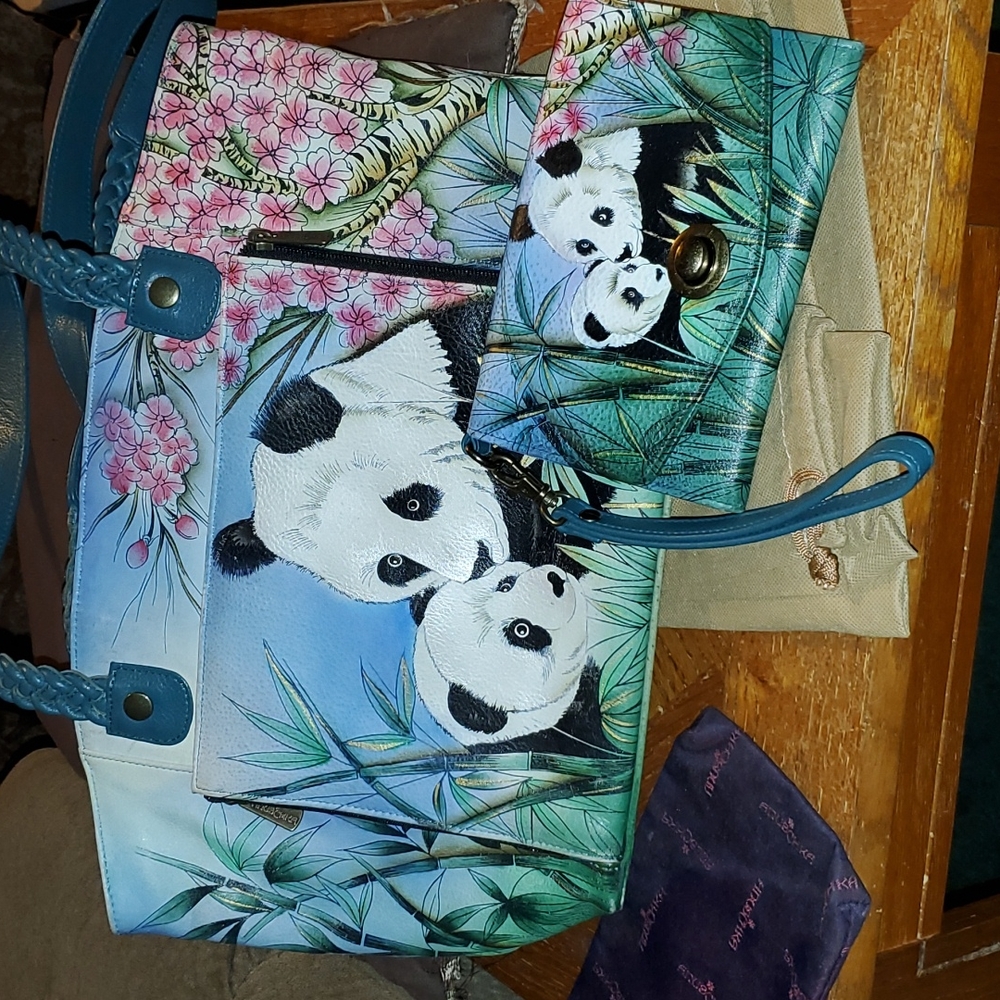 Anuschka Lovable Pandas Organizer Tote with Wallet